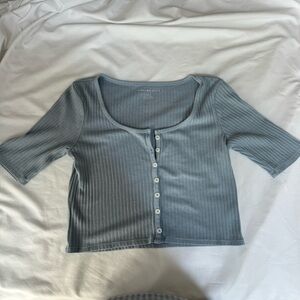 American eagle cropped sweater button up shirt